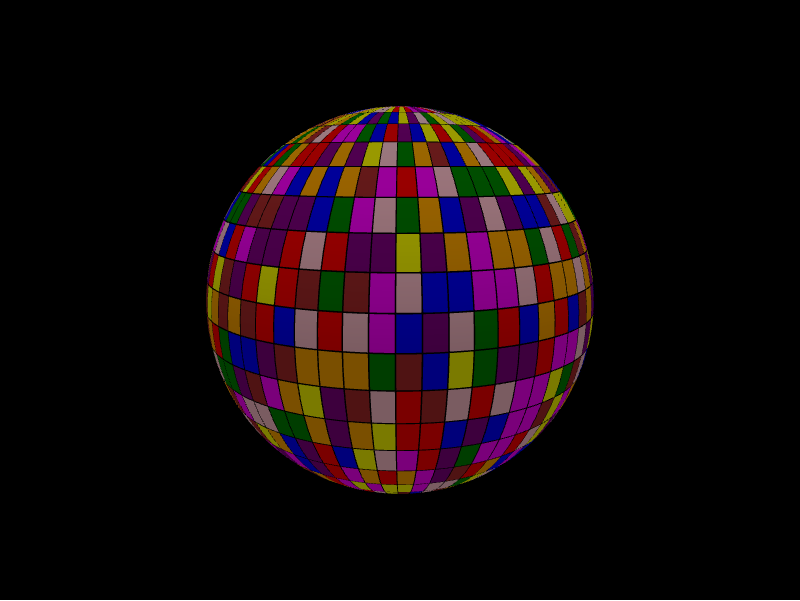 Colored tiles tiling the globe surface